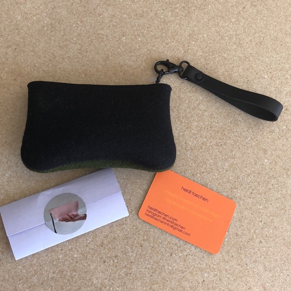 NWT Heidi Taschen merino felt zippered wallet leather handle pouch - Picture 2 of 16
